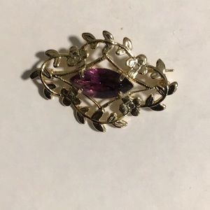 Vintage Purple Brooch Rhinestone